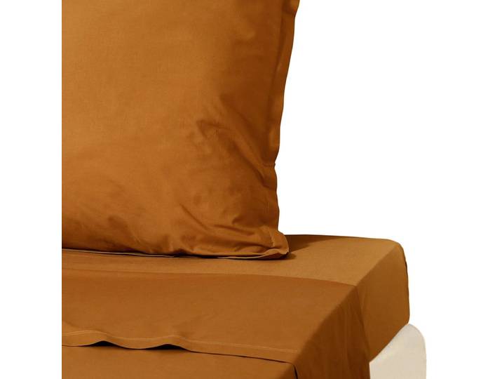 Drap plat percale de coton 270x300 caramel