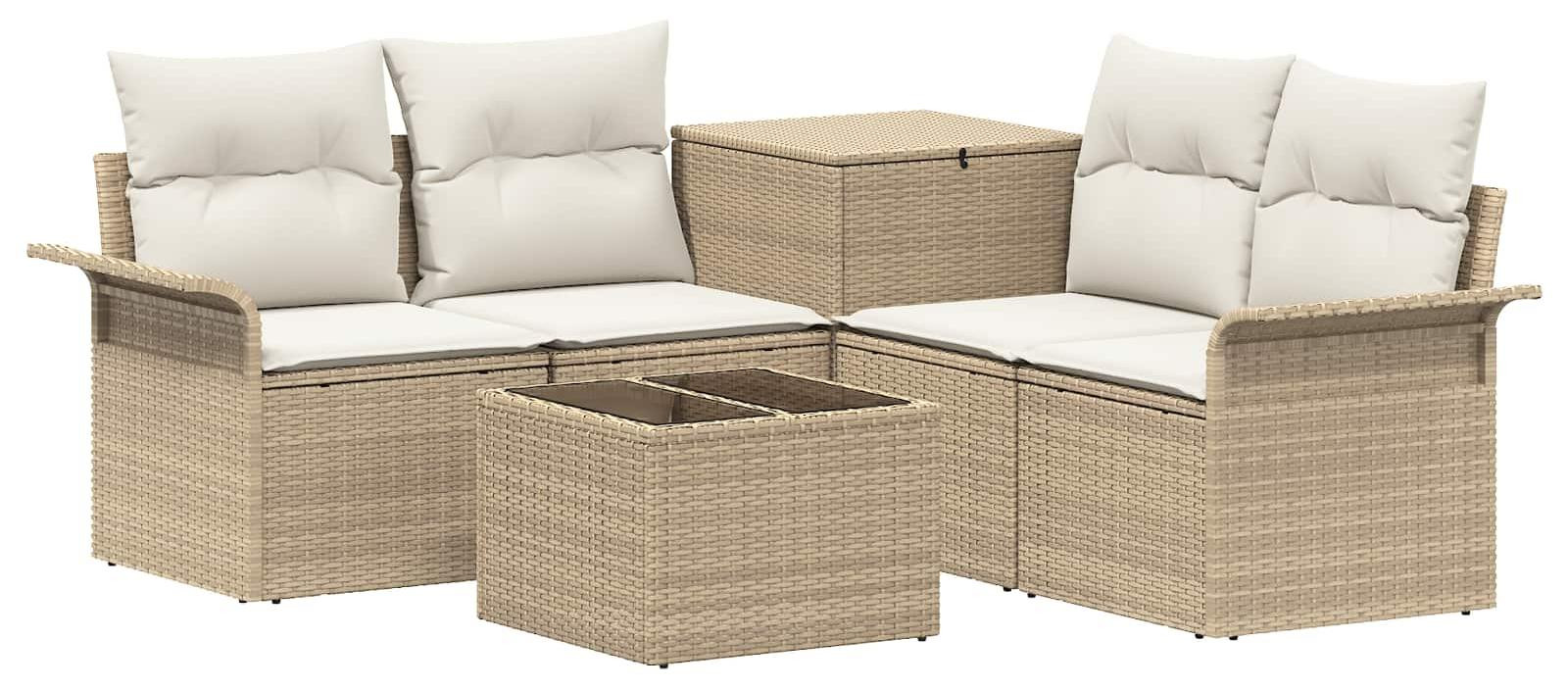 vidaXL Modern Bankstel met 6 stuks en 4 zitplaatsen, beige en crème