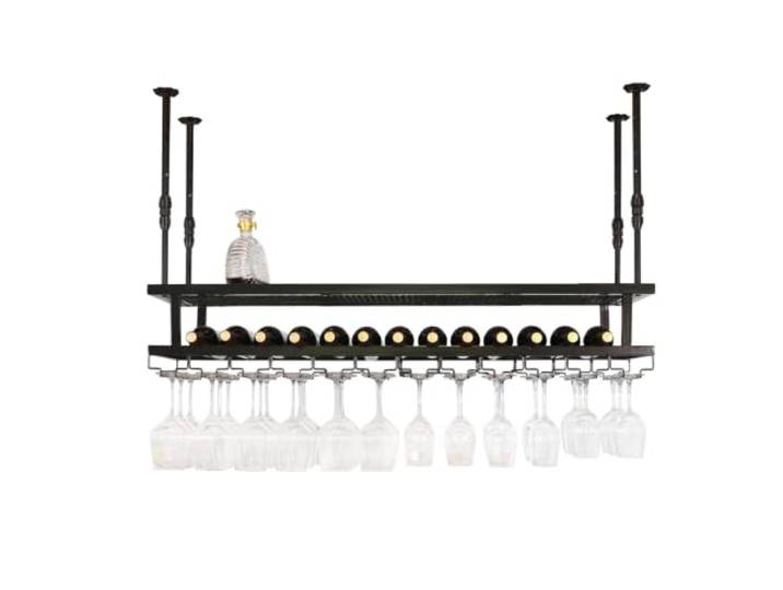 3 Ebenen Weinglas Hängeregal höhenverstellbares Weinglasregal an der Decke Umgedrehte Weinregale, Flaschenhalter, Dekorationsregal für Bars, Restaurants, Küchen(Black,60x30cm)