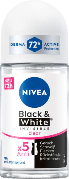 NIVEA Black & White Invisible Clear Deo-Roller 50 ml 6536308003