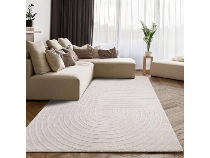 Paco Home Teppich Wohnzimmer Schlafzimmer Skandinavisches modernes Design mit Glanzdetails 3D Effekt Luxuriös Boho Soft-Touch Creme beige, Grösse:230x320 cm