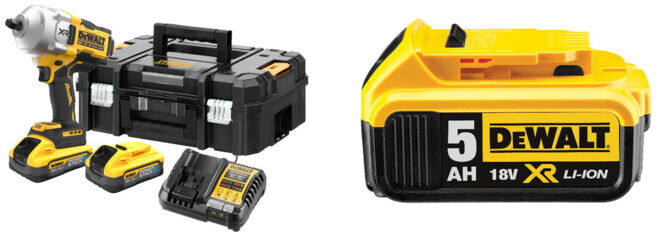 Set DeWalt Akku-Schlagschrauber, 18 Volt / 5 Ah + DeWalt 18,0V / 5,0 Ah Ersatz-Akku