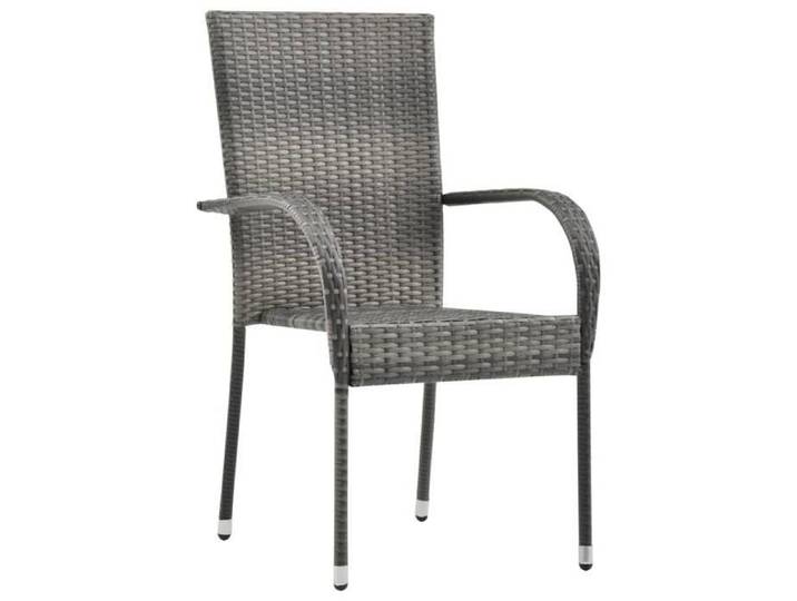 SALE 2025 Lot de 6 fauteuils relax/ Chaises empilables d'extérieur - ensemble de 6 pièces - Gris Résine tressée Chill946153