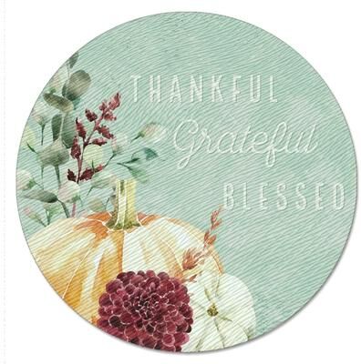 CounterArt "Grateful 4mm Heat Tolerant Tempered Glass Lazy Susan Turntable 13"" Round Condiment Caddy Cake Plate Pizza Stand"