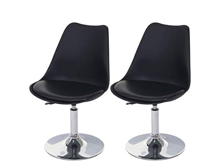 Mendler 2X Chaise pivotante Malmö T501\, Hauteur réglable\, Similicuir - Noir