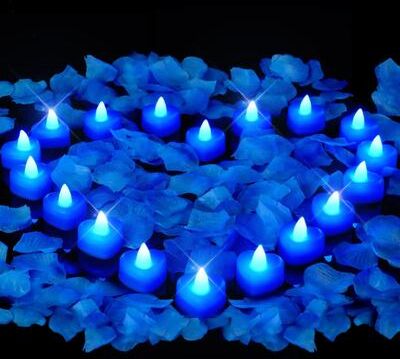 Uplift Treasures 24 Piece Heart Shape LED Flameless Tea Light Candle Set blue 24pcs