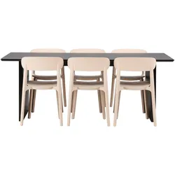Ebuy24, Essgruppe, Vail Essgruppe Esstisch schwarz 6 Stühle Kunststoff beige. (Kunststoff, MDF)