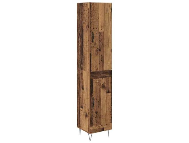 Highboard Altholz 34,5 x 34 x 90 cm Holzwerkstoff Schrank Moderne Metallbeine, matte Griffe, Wandbefestigung, vielseitig nutzbar, rechteckige Form