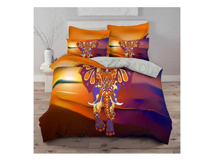 LuxusKollektion Kinderbettwäsche Bettwäsche Set Elefant Boho 200x200cm Mikrofaser