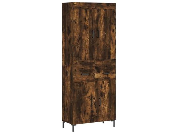 GHVBNMF Highboard Räuchereiche 69,5x34x180 cm Holzwerkstoff Schrank Elegantes Highboard für Wohnzimmer und Schlafzimmer mit reichlich Stauraum, robusten Metallfüßen und praktischen Türen.