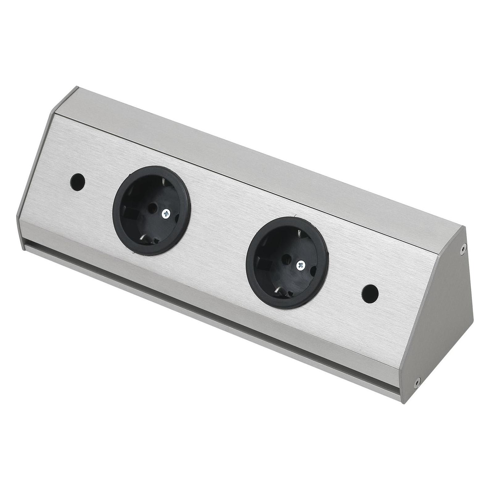Wipo Steckdosenleiste Corner Compact 230 V, max.3500 Watt, L 410 mm, Edelstahl Effekt (2 m) (42732646)