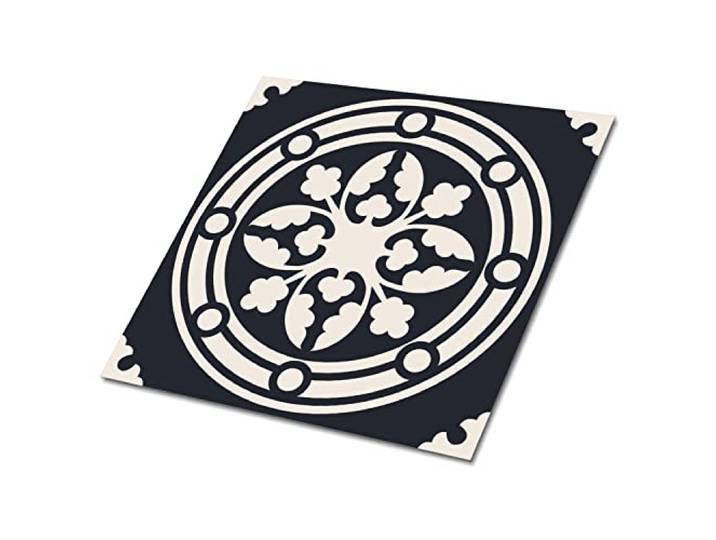 Decormat Selbstklebende Vinylfliesen Wandfliesen für die Küche Dekoartikel Aufkleber Schwarz Bodenbeläge PVC Fliesenaufkleber Satz von 9 Fliesen - 30x30 cm - Arabisches schwarzes Muster