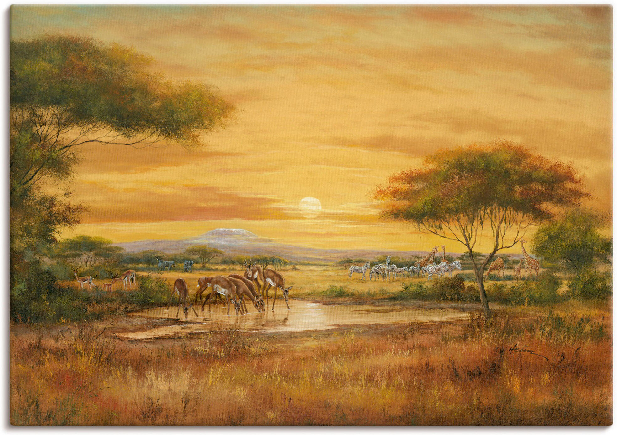 Wandbild ARTLAND "Afrikanische Steppe", braun (farbe bild(er): braun), B:100cm H:70cm, Bilder, Wandbild, als Leinwandbild, Poster in verschied. Grössen farbe bild(er): braun B/H/T: 100cm x 70cm, Leinwandbild Wildtiere Querformat, 1 Stk.
