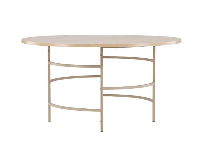 Esstisch VENTURE HOME Copenhagen, runder Esstisch Ø 140 cm in skandinavischer Eleganz , beige, weißgewaschen, weißgewaschen, B:140cm H:74cm T:140cm, Eucalyptus urophylla, Tische, Esstisch, Esszimmertisch, MDF, Metallbeine, rund, geräumig, kontrastreich