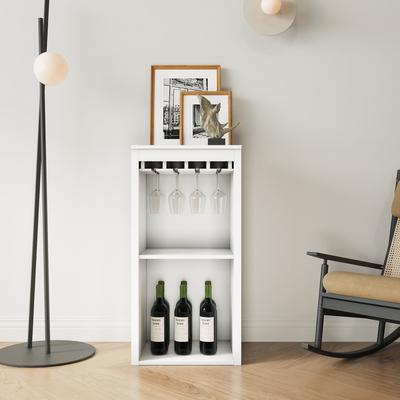 Abrihome "17.85"" Modular Wooden Wine Bar Storage Cabinet with Shelves & Hutch"