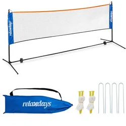 Relaxdays Höhenverstellbares Badminton Netz Blau,Orange,Schwarz