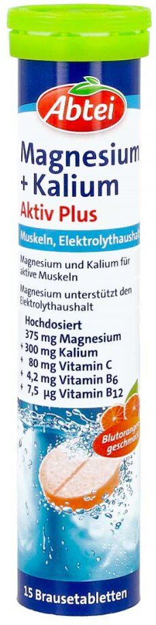 Abtei Magnesium+kalium Aktiv Plus Brausetabletten 15stk