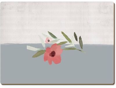 CounterArt Meadow Flower Decorative Hardboard Placemats with Protective Cork Backing 4 Pack Heat Tolerant and Easily Wipes Clean