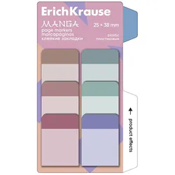 60 Seitenmarker 25mm Manga Plastik beschriftbar wiederablösbar selbstklebend langlebig Haftstreifen Haftmarker Pagemarker Sticky Tabs Books Pastell