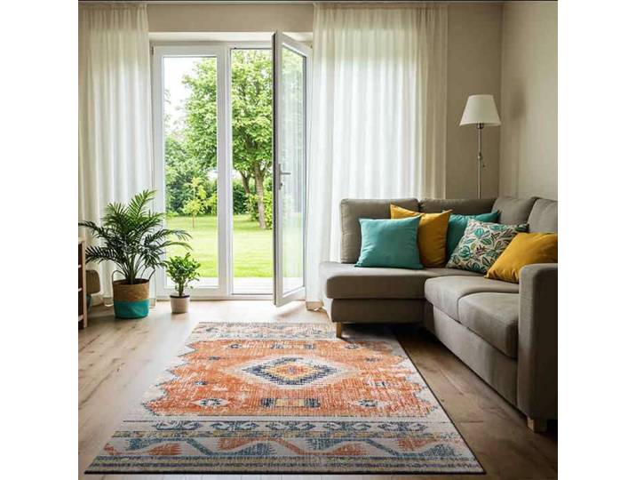 LIVABLISS Tapis d'Extérieur/Intérieur Moderne NAWEL 120x170cm Rouge/Bleu