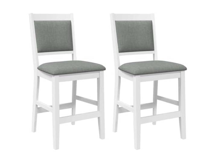 KTHLBRH Barhocker mit Kissen 2 Stück Weiß Massivholz von Hevea Hevea-Massivholz, Stoff 100% Polyester, Schaumstoff, Sitzfläche 63 cm, Tragkraft 110 kg, Montage erforderlich