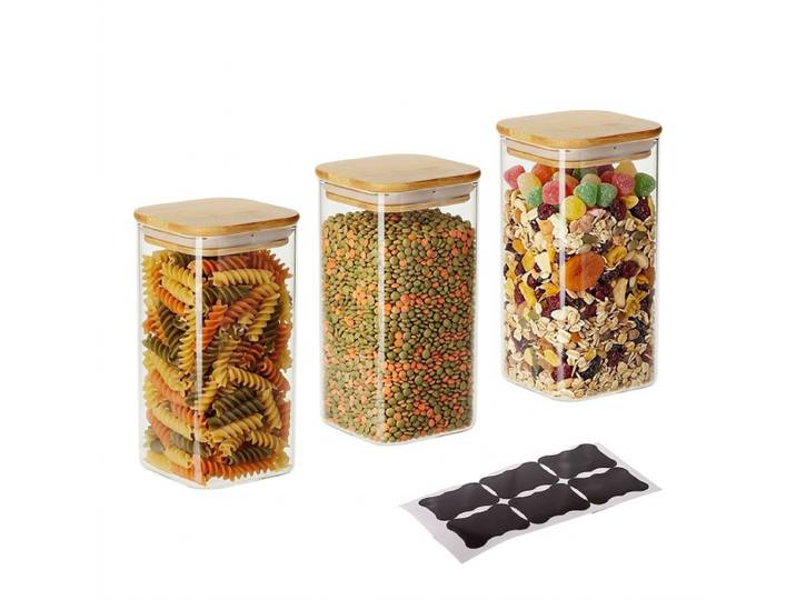 Relaxdays 3er Set Vorratsgläser mit Deckel 1500 ml