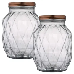 WellHome - 2er Set Glasbehälter 2,9 L mit Deckel 17x17x22 cm