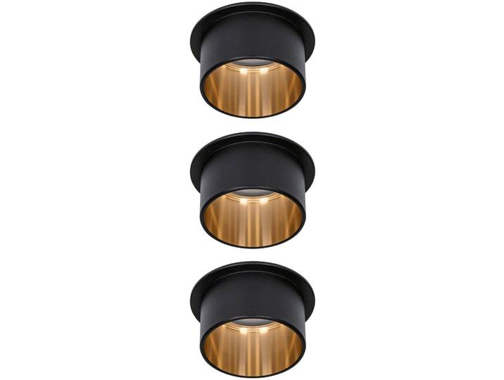 PAULMANN LED Einbauleuchte Gil , gold (schwarz, goldfarben), 3, Ø 6,8cm, 3 Stk., Leuchten, LED-Modul, 3-Stufen-dimmbar, LED Einbauleuchte