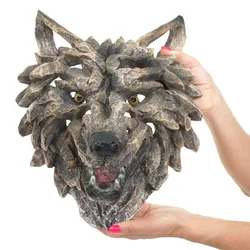 Deko Schädel MCW-H41, Wanddeko Kopf Trophäe, Polyresin Indoor Outdoor ~ Wolfskopf 32cm