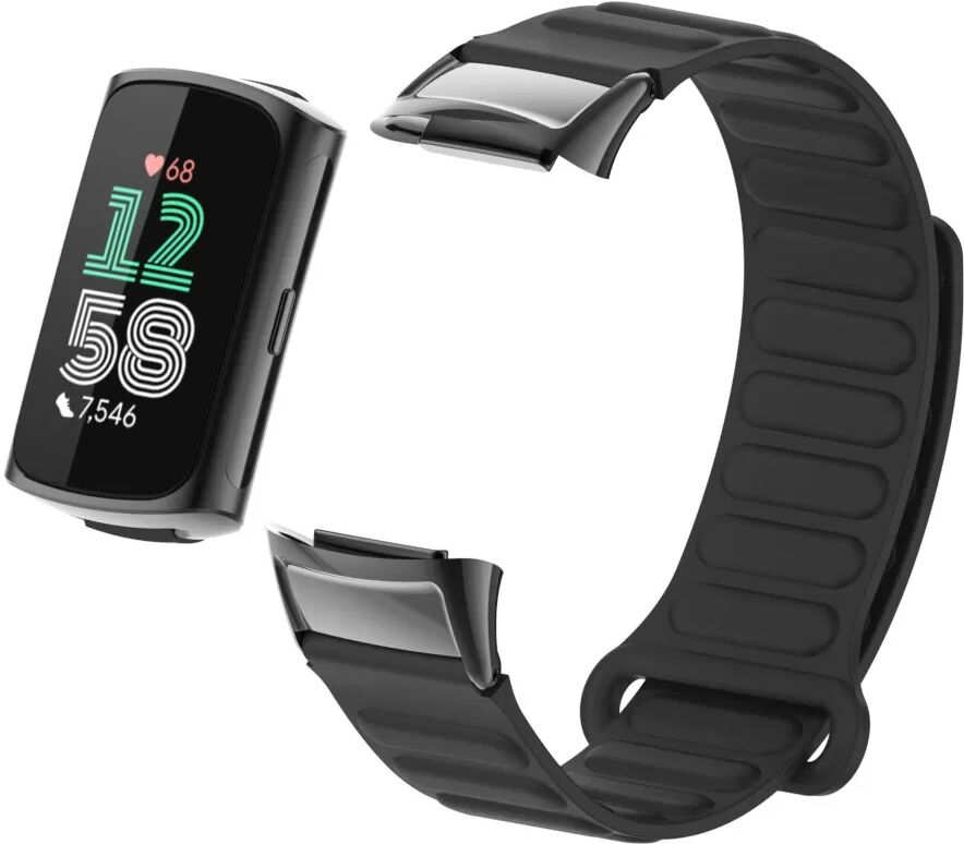 INF Stylisches magnetisches Silikonarmband für Fitbit Charge 6 Schwarz