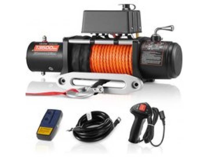 VEVOR Treuil Électrique 12 V CC Capacité de Charge 6100 kg avec Corde Synthétique Φ 9,5 mm x 24 m, Télécommande Sans Fil et Filaire, pour Remorquage SUV Tout-terrain, Jeep, Camion, Remorque, Bateau