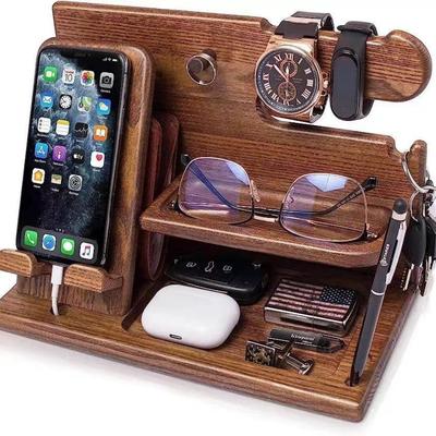Discount Dollar Deals Wooden Desk Organizer, Phone Holder, Keys, Wallet, Glasses, Watch Stand, Office Desktop, Bedside Organizer, Jewelry Wooden Desk Organizer, Phone Holder, Keys, Wallet, Glasses, Watch Stand, Office Desktop, Bedside Organizer, Jewelry