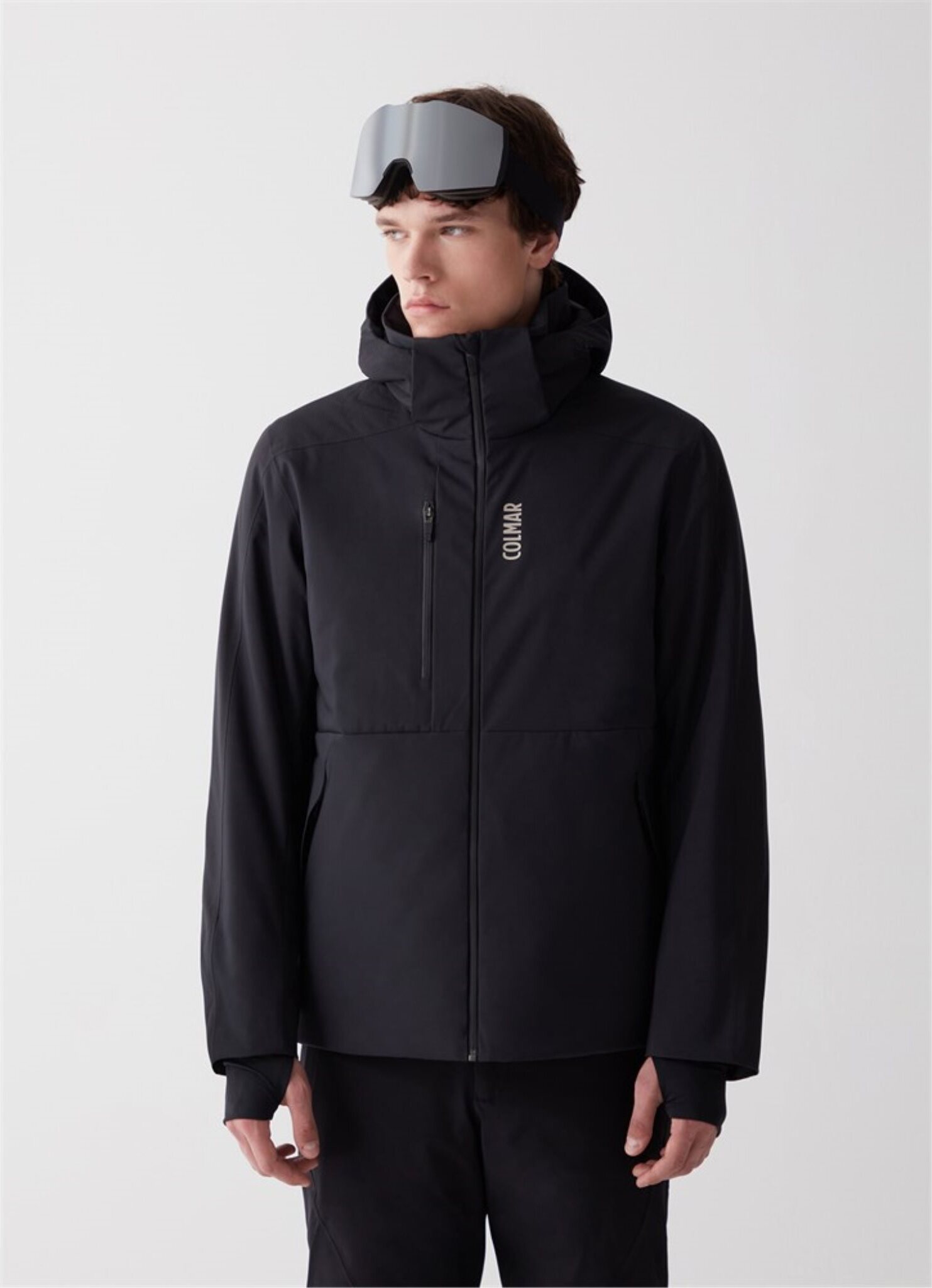 Colmar Klassische Herren Skijacke aus Synthetik mit Kapuze, Schwarz, Ganzjährig