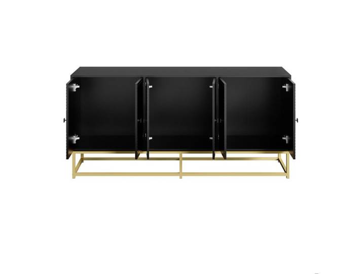 Buffet bas - meuble de rangement noir mat 160 cm - 6 portes - style moderne