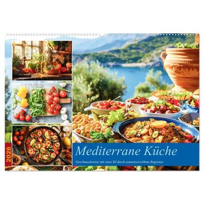 Mediterrane Küche (Wandkalender 2026 DIN A2 quer), CALVENDO Monatskalender