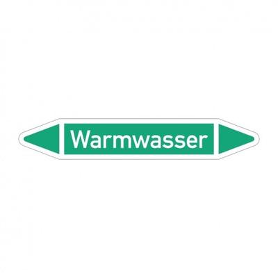 Aufkleber I RKZ-Etikett Warmwasser,DIN 2403,grün/weiß,für Ø 25-40mm,154x26mm,5/Bogen