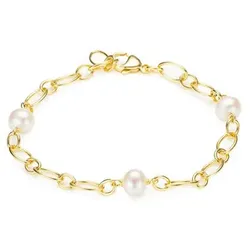 PERLEA Armband Süßwasserzucht- perlen 7,5-8mm Silber 925