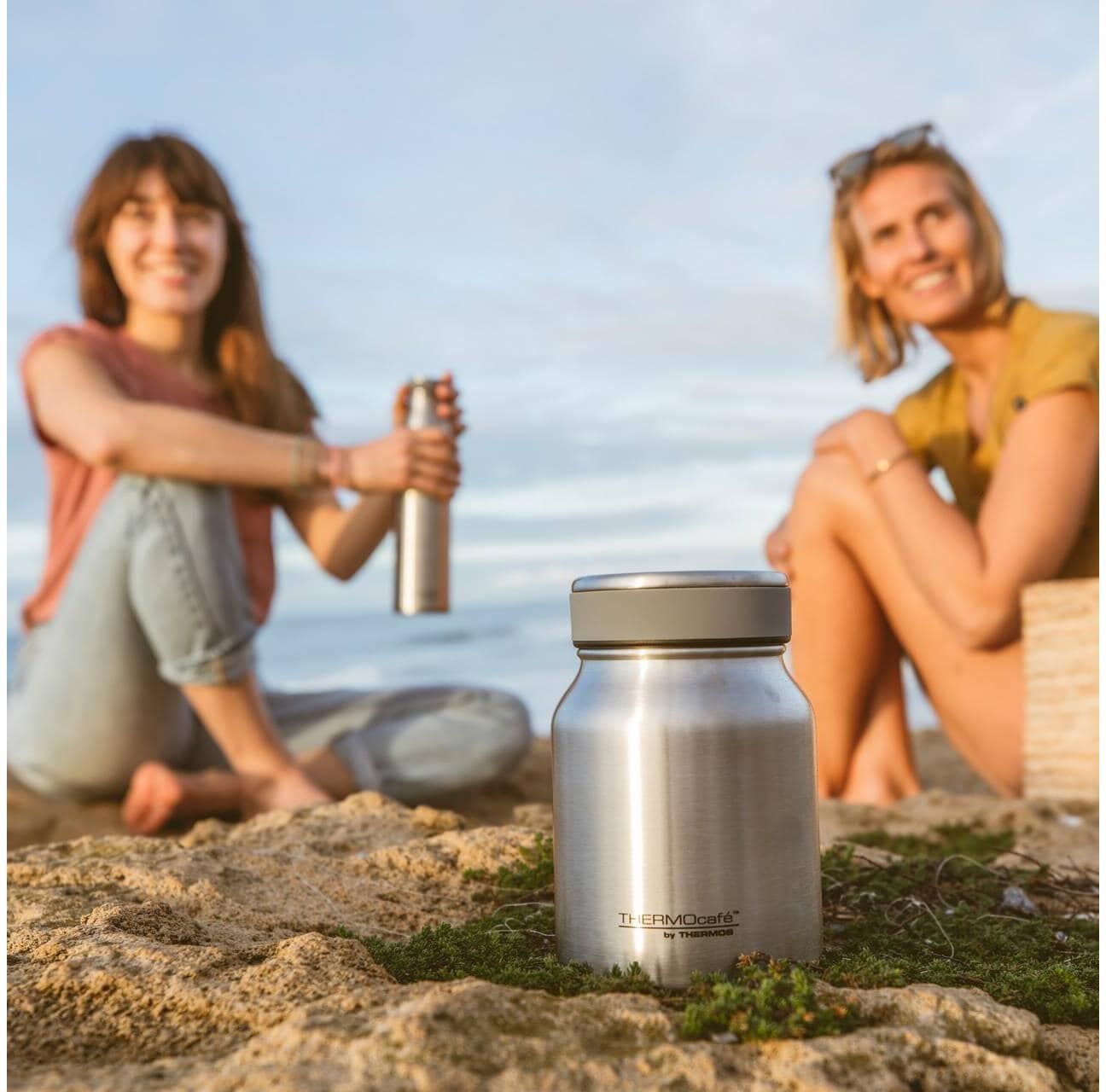 Thermobehälter THERMOS "TC FOOD JAR, Thermobehälter für Essen, spülmaschinenfest", silber (edelstahlfarben mattiert), Lebensmittelaufbewahrungsbehälter, B/H/L: 14,2cm x 10cm, Edelstahl, Kunststoff, Silikon, Thermobehälter, 0,5l, 9h heiss & 14h kalt, dicht
