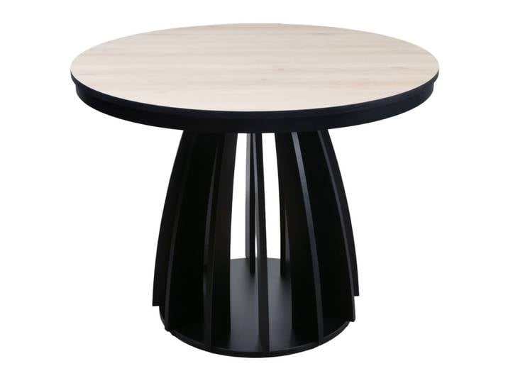 Table extensible aspect hêtre/noir 100–140x100 cm