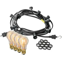 Illu- Party Garten Lichterkette für Außen 20m schwarz 40x LED Edison Filament