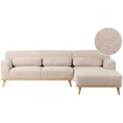 ECKSOFA 3-Sitzer Chenillegewebe Beige linksseitig Simos