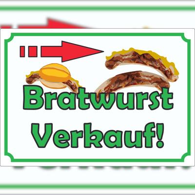 HB-Druck Bratwurst Werbeaufkleber Aufkleber mit Pfeil nach rechts A0 (841x1189mm)