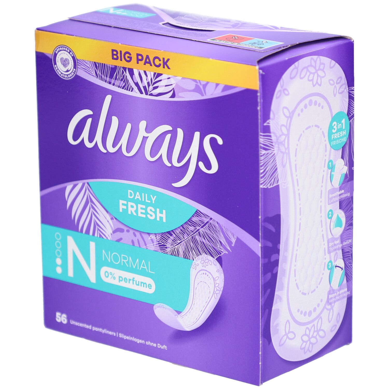 Always Slipeinlage Normal ohne Duft BigP 56 Stk St Binden