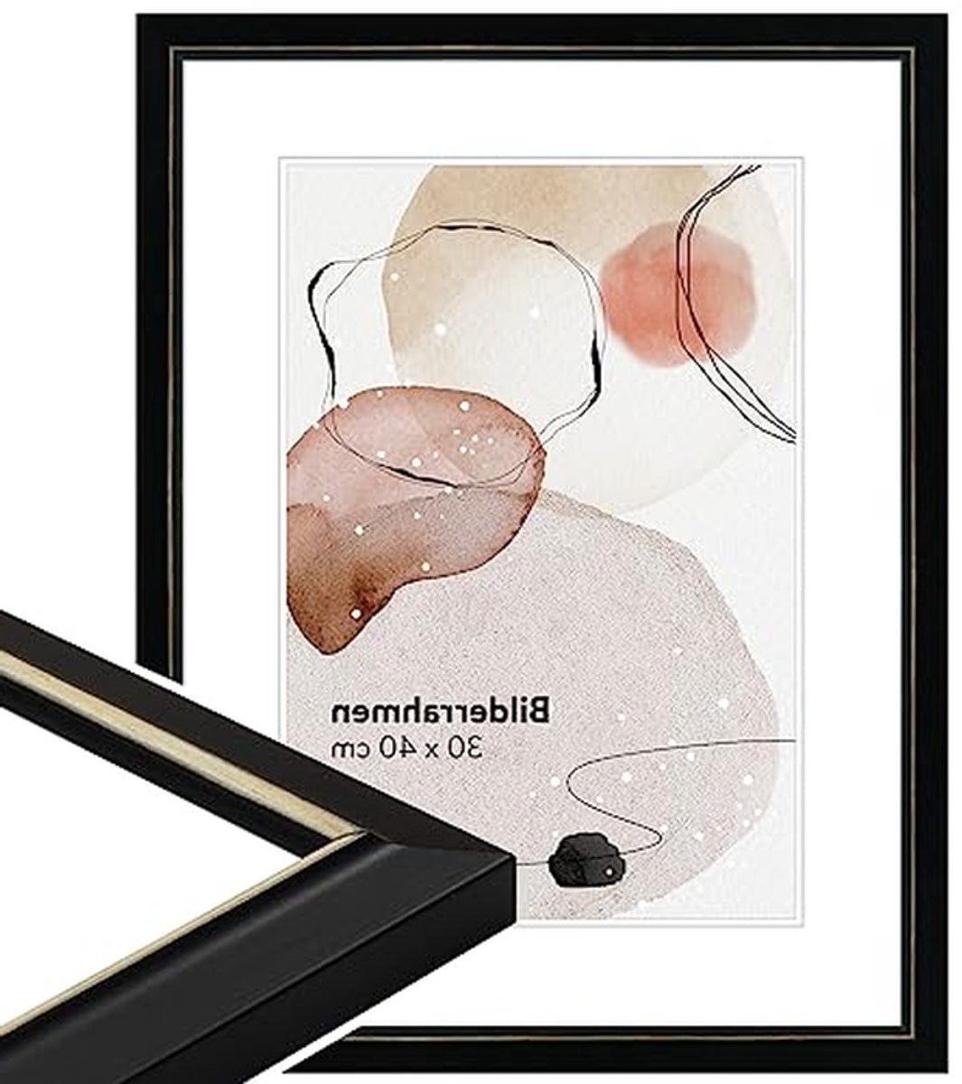 Zwarte houten fotolijst met echt glas voor DIN A3 posterlijst