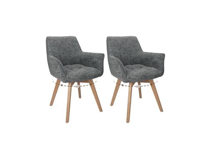 JIJIAN 360° drehbare Esszimmerstühle mit Armlehnen, 2er-Set, Dunkelgrau Küchenstühle mit Holzbeinen, Moderner Polsterstuhl, 360° drehbare Sitzfläche für Küche, Esszimmer, Wohnzimmer, Schlafzimmer