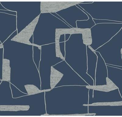 Antonina Vella Abstract Geo Navy & Silver Wallpaper