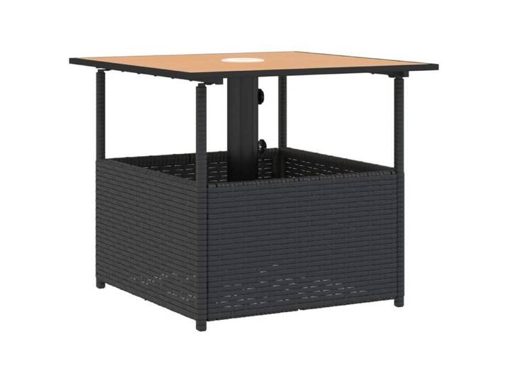 Table Balcon/Terrasse Noir - Magnifique Table de jardin élégante - VENDUE SEULE - avec trou de parasol noir résine tressée -t405650