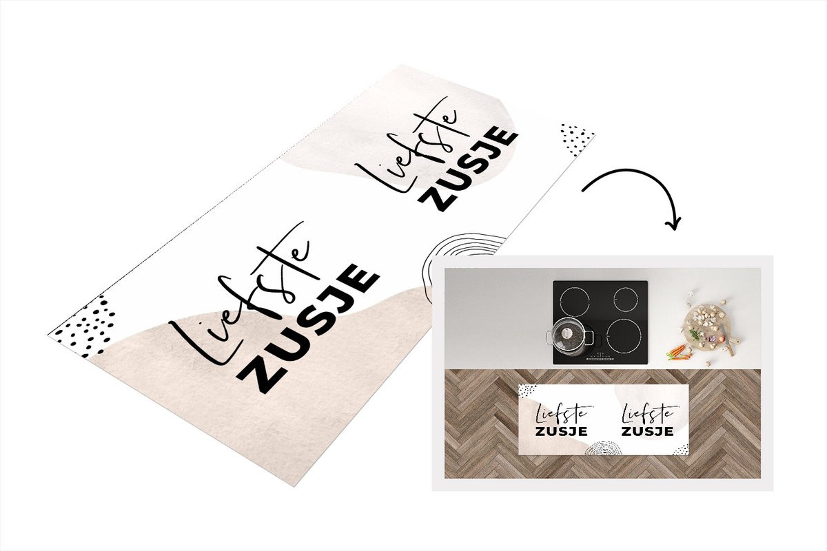 KitchenYeah Keukenloper Vinyl met Quotes Zusje Liefde - 120 x 50 cm