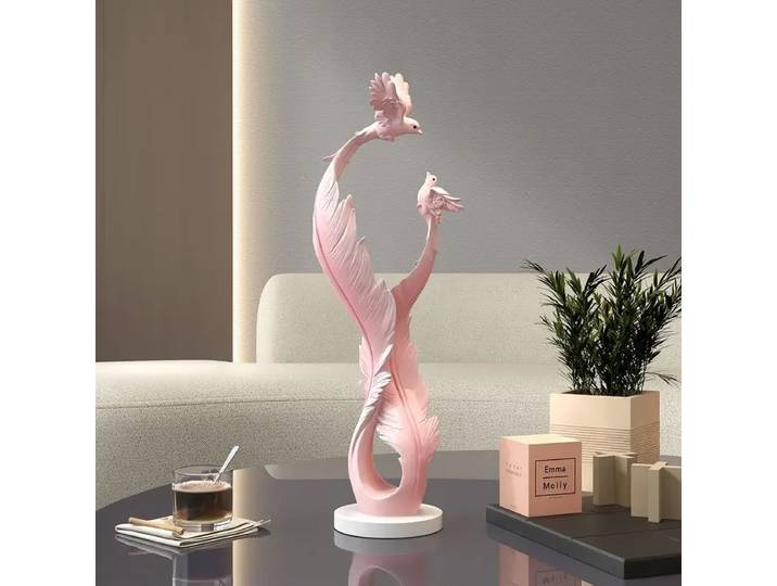 Statue en résine de plumes d'oiseau de luxe moderne, accessoires artistiques pour la maison, articles de décoration de bureau, étude, ameublement de Table de bureau, artisanat