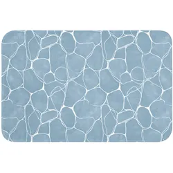 BADEMATTE Organisch - Muster - Blau Rutschfest 60x40 cm